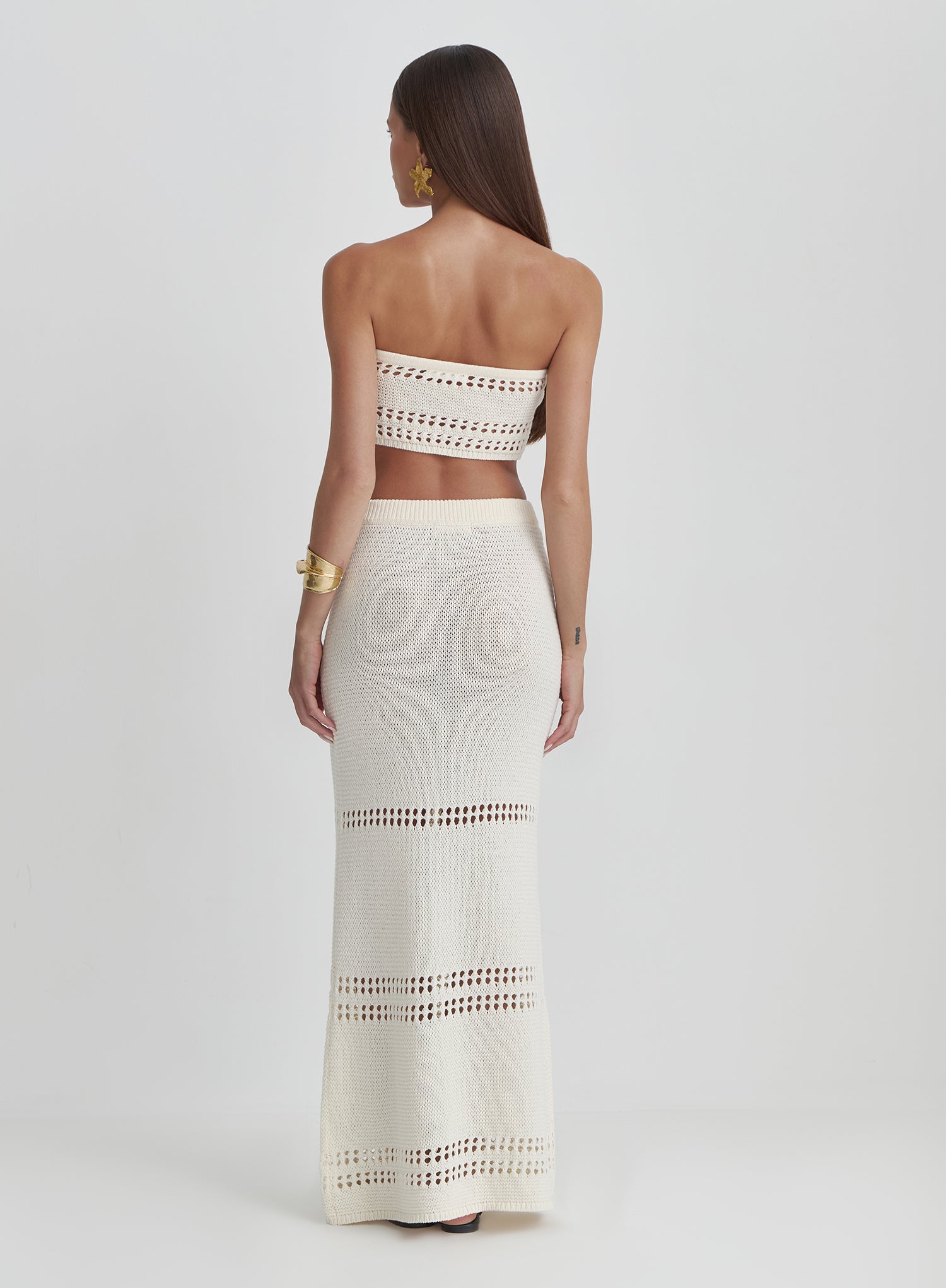 Cream Knitted Bandeau Crop Top